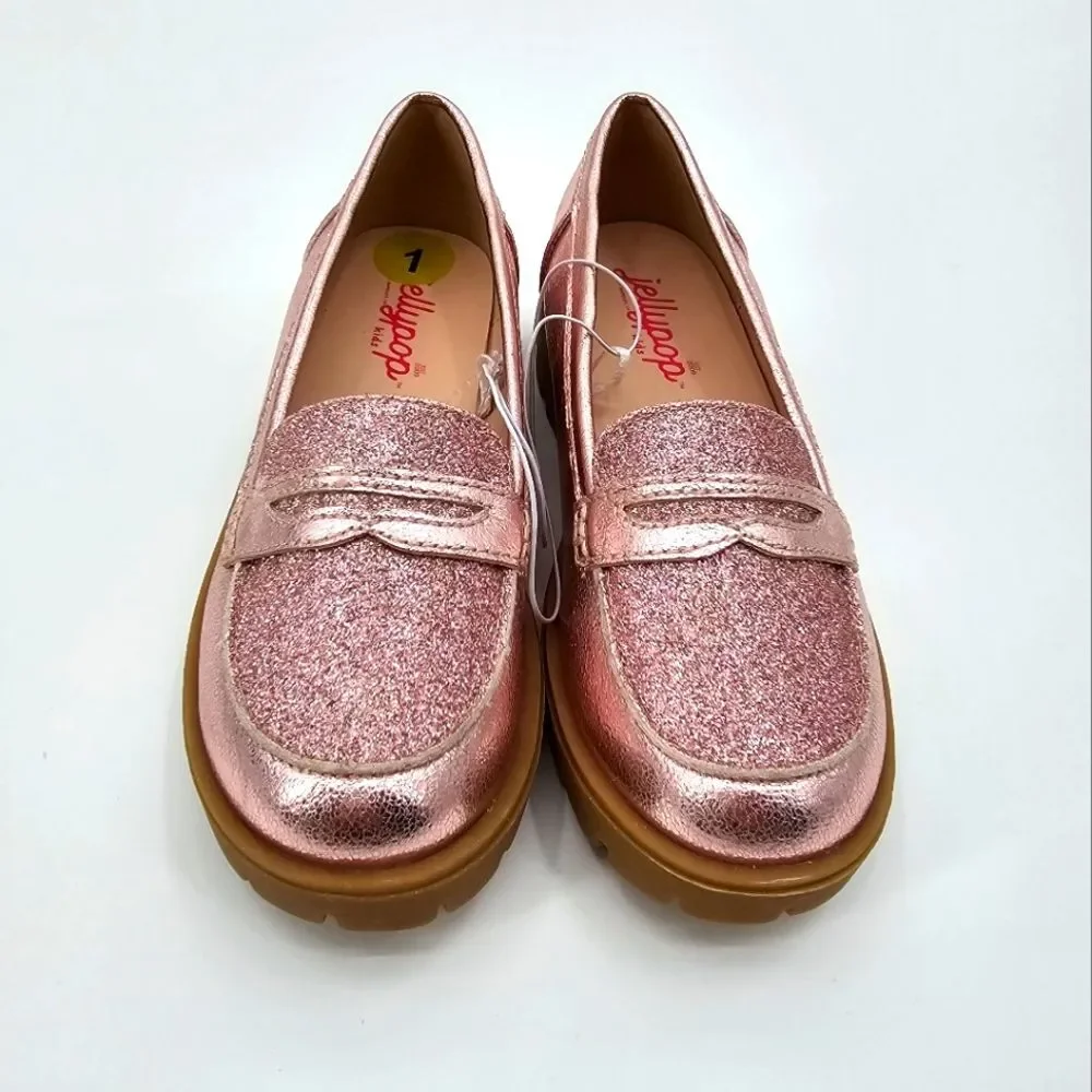 Jellypop Girl Pink Metallic Giltter Moccasins Size 1